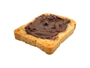 Toast slice with chocolate spread isolated on transparent or white background, png