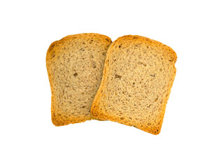 Whole grain bread slices isolated on transparent or white background, png