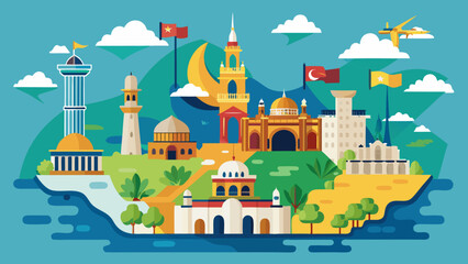 Map Of Pakistan Filled With Different City Monumen
