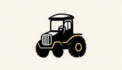 Obraz premium Simple Black Tractor Silhouette Icon on White Background Representing Agricultural Machinery and Farming Concept