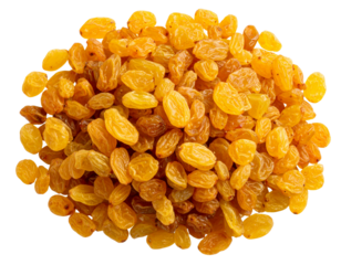  Close-Up Top View of Pile of Golden Yellow Raisins, Natural Texture