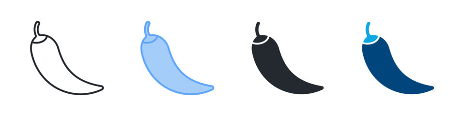 Chili Icon Set Multiple Style. Designed In Outline, Blue, Glyph, Dual Tone