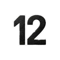 Black Number Twelve Isolated on White Background for Design, Education, or Conceptual Use in Various Projects
