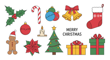 A festive collection of traditional christmas decorations and symbols for holiday celebrations