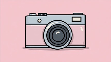 Fototapeta premium Pink Pixel Art Camera Illustration