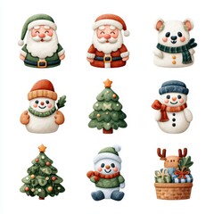 Colorful holiday characters in a festive arrangement perfect for seasonal decorations and celebrations