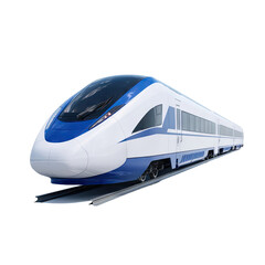 High-Speed Modern Train on Railway Track with Streamlined Design and Futuristic Aesthetics for Transportation and Travel Concepts
