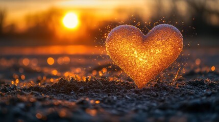 Fototapeta premium Burning heart, sunset