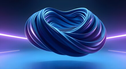 3D Abstract Flowing Ribbon Shape on Minimal Background