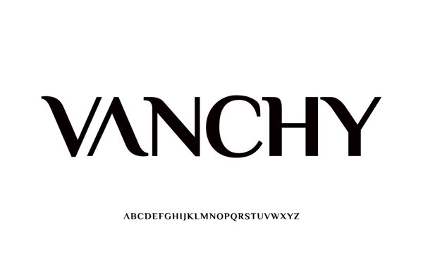 Elegant luxury minimalist alphabet display font vector illustration