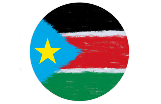  round shape of south sudan flag with paint strokes