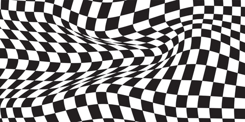 Obraz premium Seamless Black and White Checkerboard Pattern – Classic Retro Square Grid Background