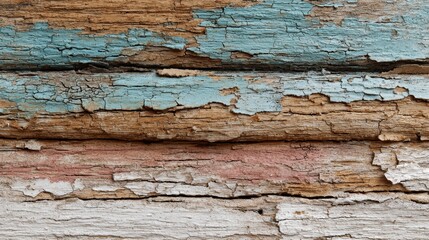 Intricate textures of weathered wood reveal the artistry of nature with peeling paint and natural details under soft daylight