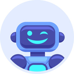 Cheerful robot winking and smiling with a friendly expression, conveying a sense of approachability and positive interaction with artificial intelligence