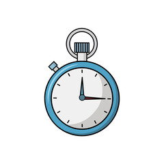 Blue stopwatch timer isolated on white background, time concept, measuring tool