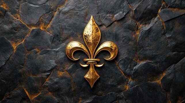 Gold Fleur-de-lis on Dark Stone - Powered by Adobe