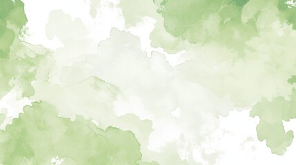 Obraz premium White background, flat vector illustration with light green watercolor cloud pattern, high resolution, high detail and quality, contrast, sharpness, simple and pure.