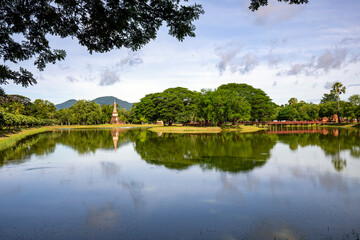 View of Bueng Phra Ram Park, Phra Nakhon Si Ayutthaya Province, Thailand, a UNESCO World Heritage Site