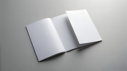 Open Blank Brochure Mockup on Gray Background