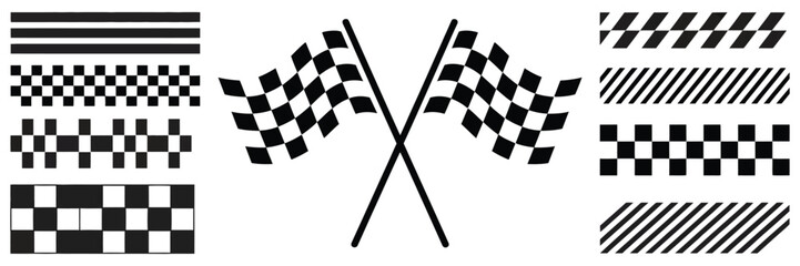Fototapeta premium Racing Stripes with Checkered Flag Patterns, Perfect for Car Customization, Motorsport, and Competition Graphics