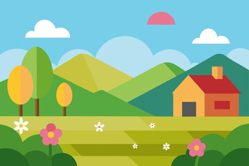 Fototapeta premium landscape with house