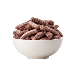 Fototapeta premium Delicious Chocolate Breakfast Cereal in White Bowl Against a Clean Background