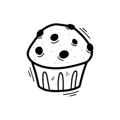Hand Drawn Muffin Illustration. Doodle Vector. Isolated on White Background - EPS 10 Vector