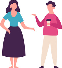 Office workers having informal conversation during work break, discussing work issues, sharing news and gossiping, enjoying coffee, relaxing and socializing