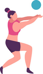 Fototapeta premium Professional volleyball player receiving the ball with both hands during a volleyball match, dynamic and energetic pose, promoting sports and healthy lifestyle