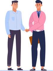 Two businessmen shaking hands after reaching an agreement, concluding a successful business deal, making a pact, or celebrating a fruitful collaboration