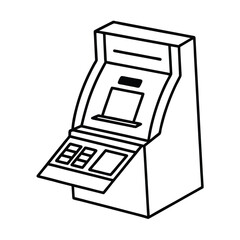 ATM Machine Line Art on White Background 
