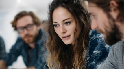 Team discussing rebranding color palette and design collabo n