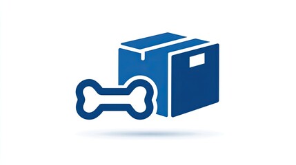 Blue Cartoon Dog Bone and Package Icon