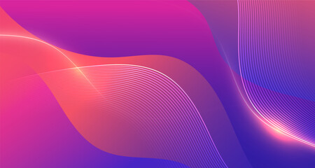 Vibrant pink and purple abstract background with glowing wave lines
