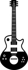 Obraz premium Black and white silhouette of an electric guitar with its details clearly visible, representing rock and roll music and the passion for playing