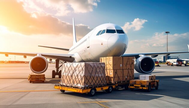 Cargo Plane Ready for Air Freight Delivery Global Shipping.