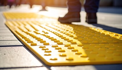 Accessible Yellow Tactile Paving for the Visually Impaired.