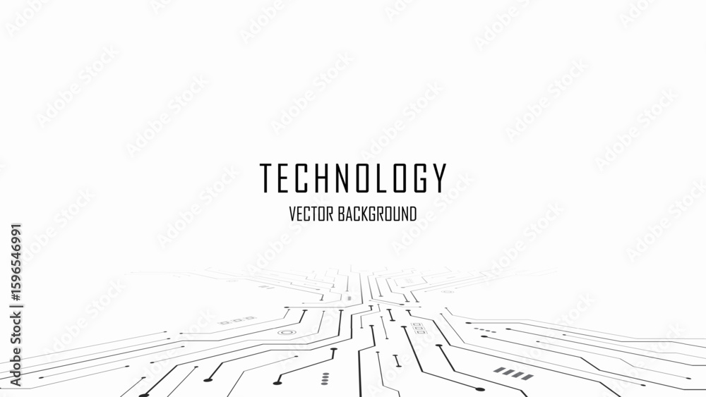 Wall mural ai artificial intelligence on circuit board in black and white background. technology and engineerin