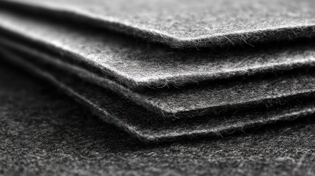 Stacked dark gray felt squares