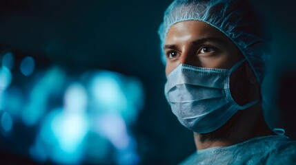 Medical professional intently observing surgery monitor