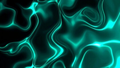 Obraz premium Abstract teal fluid swirls on black background