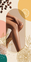 Botanical Body Care Label with Elegant Female Silhouette and Natural Ingredients