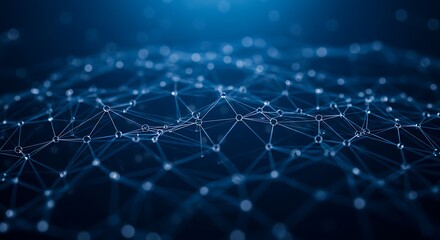 Obraz premium Abstract Blue Network Connection Plexus with Spheres and Lines Technology Background