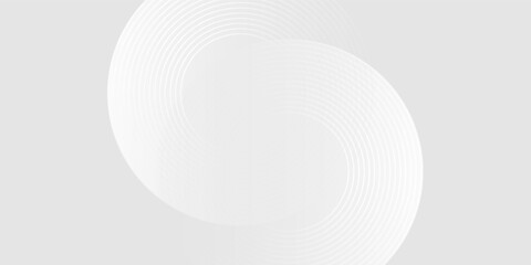 Abstract white glowing geometric lines on gray background. Modern shiny blue circle lines pattern. Futuristic technology concept.