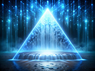 Binary waterfall flowing from glowing triangle source