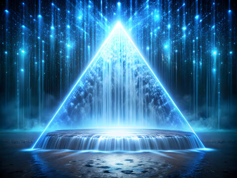 Binary waterfall flowing from glowing triangle source