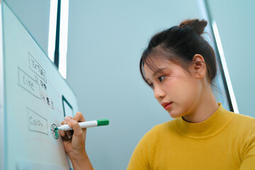 Portrait of Young creative startup woman at workplace