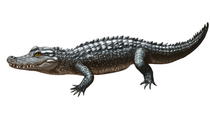 Fototapeta premium Wild Crocodile Reptile Isolated on White Background