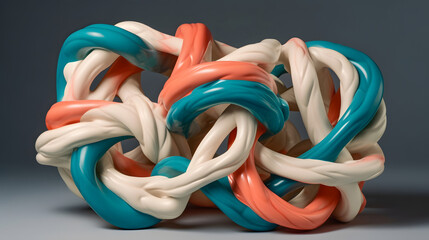 Turquoise background organic sculptural art