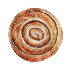 Fototapeta premium Golden Spiral Bread: A Top-Down View of a Swirled Pastry